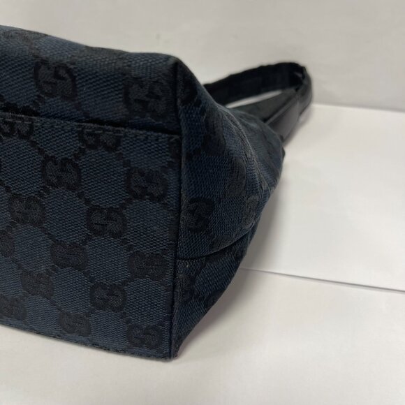 Gucci Black GG Canvas Hobo Bag w/ Leather Trim - Preowned - Picture 6 of 16